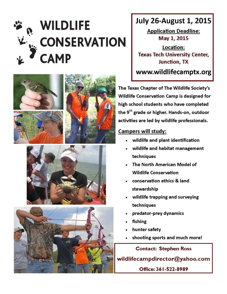 2015 TCTWS Wildlife Conservation Camp Flyer_