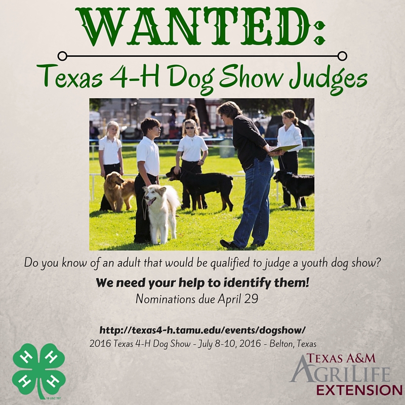 2016 Dog Show Judge Recruitment